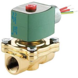 120V AC Brass Solenoid Valve with Manual Operator, Normally Closed, 1 in Pipe Size